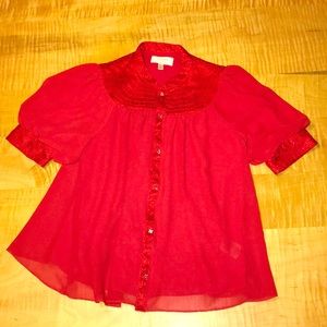Moulinette Soeurs Anthropologie red blouse sz 4